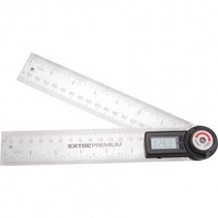 digitális szögmérő-vonalzó, szög- és hosszmérésre, 0-360°, pontosság: ±0,3°, 2×200 mm, Alu szár mm és coll beosztással