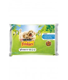 Friskies kutyaeledel tasakos 4*100g junior szószos válogatás